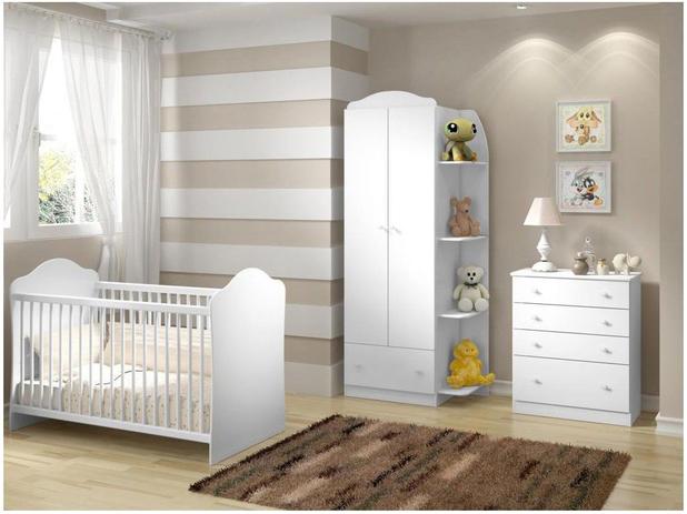 Quarto de Bebê Completo com Berço Guarda-Roupa - e Cômoda Multimóveis Confete Luiza