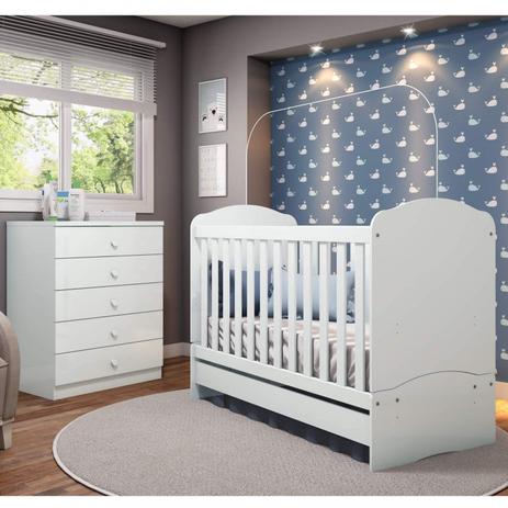 Quarto de Bebê Completo com Berço Mini Cama e Cômoda Faz de Conta Siena Móveis Branco Menor preço em Quarto de Bebê Completo com Berço Mini Cama e Cômoda Faz de Conta Siena Móveis Branco