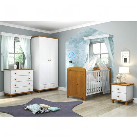 Quarto de Bebê Completo com Guarda Roupa, Berço, Mesa de Cabeceira e Cômoda Hugs Móveis Branco/Garapa - Móveis Serpil Menor preço em Quarto de Bebê Completo com Guarda Roupa, Berço, Mesa de Cabeceira e Cômoda Hugs Móveis Branco/Garapa - Móveis Serpil