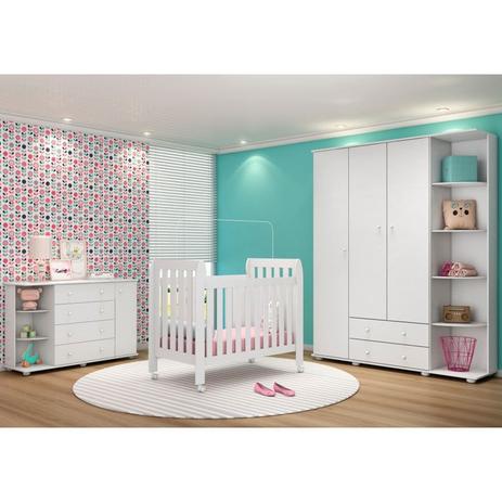 Quarto de Bebê Completo Lorena com Nicho e Berço Lollipop Branco - Phoenix Menor preço em Quarto de Bebê Completo Lorena com Nicho e Berço Lollipop Branco - Phoenix