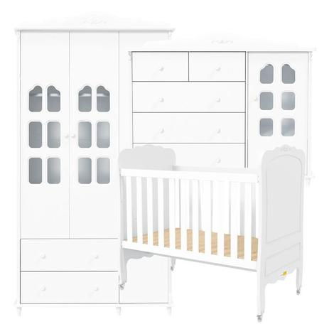 Quarto de Bebê Completo Provence 3 Portas Acetinado - Matic - Matic moveis Menor preço em Quarto de Bebê Completo Provence 3 Portas Acetinado - Matic - Matic moveis