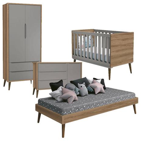 Quarto de Bebê Completo Theo Cômoda com Porta Cinza e Mezzo Castani Reller Menor preço em Quarto de Bebê Completo Theo Cômoda com Porta Cinza e Mezzo Castani Reller