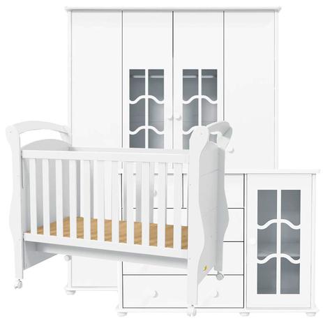 Quarto de Bebê Confort 4 Portas Branco Brilho - Matic - Matic moveis Menor preço em Quarto de Bebê Confort 4 Portas Branco Brilho - Matic - Matic moveis