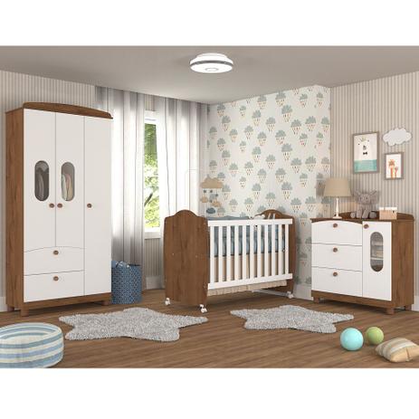 Quarto de Bebê Decorado com Guarda Roupa 3 Portas, Cômoda Infantil 3 Gavetas Fofura e Berço Mini Cama Chamego Permobili Savana/Branco Menor preço em Quarto de Bebê Decorado com Guarda Roupa 3 Portas, Cômoda Infantil 3 Gavetas Fofura e Berço Mini Cama Chamego Permobili Savana/Branco