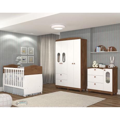 Quarto de Bebê Decorado com Guarda Roupa 4 Portas, Cômoda Infantil 3 Gavetas Fofura e Berço Americano Conforto Permobili Savana/Branco Menor preço em Quarto de Bebê Decorado com Guarda Roupa 4 Portas, Cômoda Infantil 3 Gavetas Fofura e Berço Americano Conforto Permobili Savana/Branco