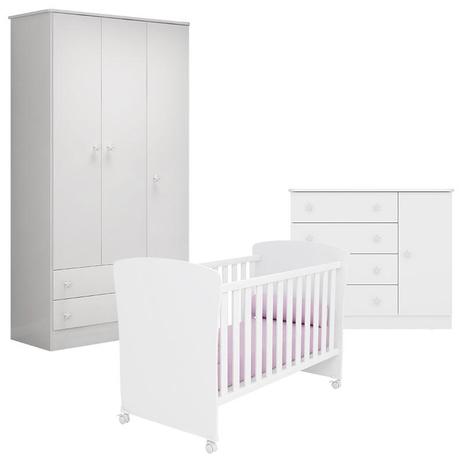 Quarto de Bebê Doce Sonho 2617 com Cômoda 2561 e Berço Americano 2484 Branco Brilho Qmovi Menor preço em Quarto de Bebê Doce Sonho 2617 com Cômoda 2561 e Berço Americano 2484 Branco Brilho Qmovi