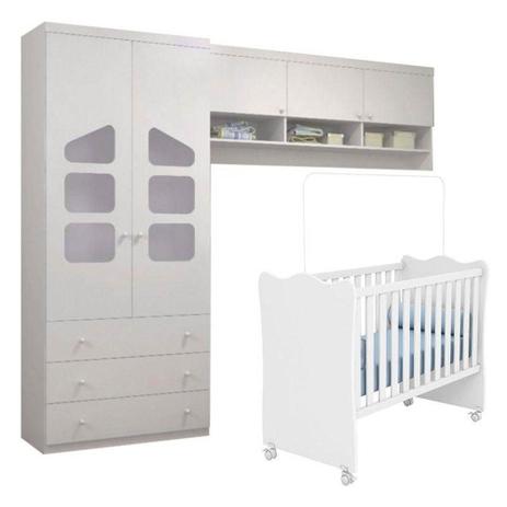 Quarto de Bebê Eloisa com berço Doce Sonho Branco Brilho - Qmovi Menor preço em Quarto de Bebê Eloisa com berço Doce Sonho Branco Brilho - Qmovi