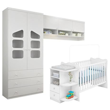 Quarto de Bebê Eloisa e Berço com Cômoda Doce Sonho Branco Brilho - Phoenix Baby Menor preço em Quarto de Bebê Eloisa e Berço com Cômoda Doce Sonho Branco Brilho - Phoenix Baby