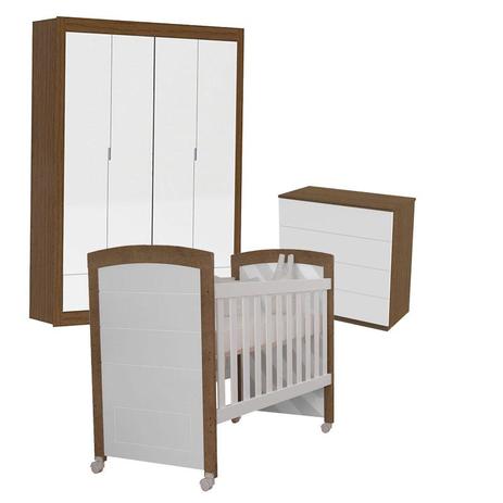 Quarto de Bebê Laís com Berço Cléo Branco Acetinado Amadeirado Carolina Móveis - Carolina baby Menor preço em Quarto de Bebê Laís com Berço Cléo Branco Acetinado Amadeirado Carolina Móveis - Carolina baby