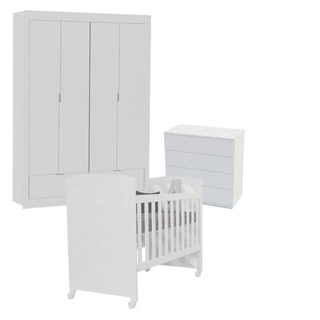 Quarto de Bebê Laís com Berço Cléo Branco Acetinado Carolina Móveis - Carolina baby Menor preço em Quarto de Bebê Laís com Berço Cléo Branco Acetinado Carolina Móveis - Carolina baby