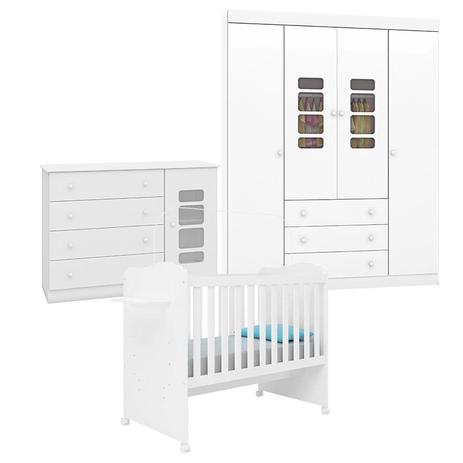 Quarto de Bebê Lis com Berço Munique Branco Brilho - Canaã - Canaa baby Menor preço em Quarto de Bebê Lis com Berço Munique Branco Brilho - Canaã - Canaa baby