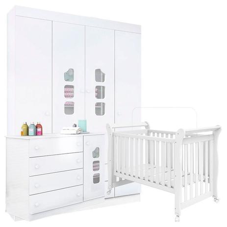Quarto de Bebê Lívia com Berço Xodó Branca Brilho - Phoenix - Phoenix baby Menor preço em Quarto de Bebê Lívia com Berço Xodó Branca Brilho - Phoenix - Phoenix baby