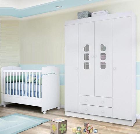 Quarto De Bebê Lívia Com Guarda Roupa 04 Portas + Berço Mini Cama - Phoenix Baby Menor preço em Quarto De Bebê Lívia Com Guarda Roupa 04 Portas + Berço Mini Cama - Phoenix Baby