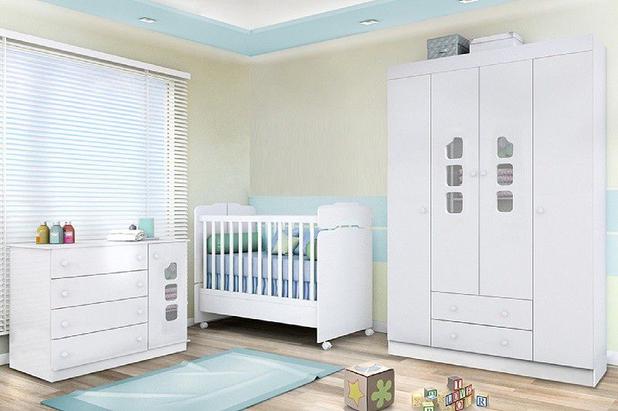 Quarto de Bebê Lívia com Guarda Roupa 04 Portas + Cômoda + Berço Mini Cama - Phoenix Baby Menor preço em Quarto de Bebê Lívia com Guarda Roupa 04 Portas + Cômoda + Berço Mini Cama - Phoenix Baby