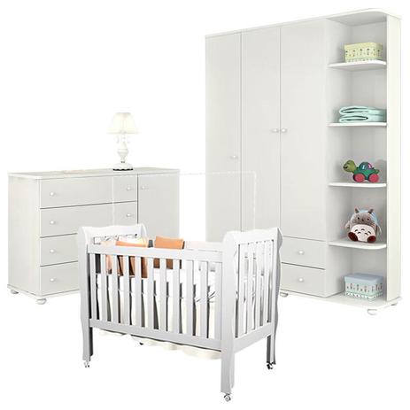 Quarto de Bebê Lorena com Berço Americano Lila Branco Brilho - Phoenix Baby Menor preço em Quarto de Bebê Lorena com Berço Americano Lila Branco Brilho - Phoenix Baby