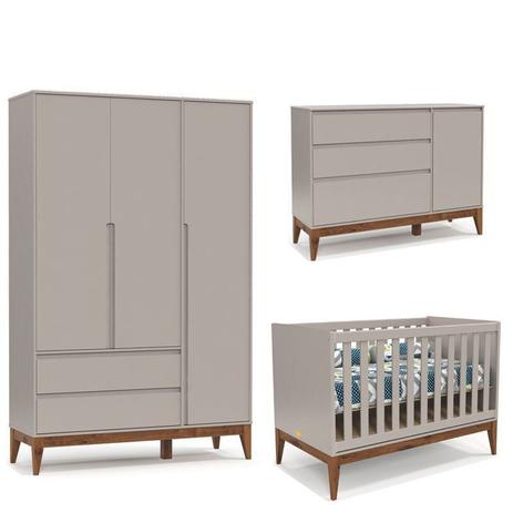 Quarto de Bebê Nature Clean 3 Portas Matic Cinza Eco Wood - Matic Móveis Menor preço em Quarto de Bebê Nature Clean 3 Portas Matic Cinza Eco Wood - Matic Móveis