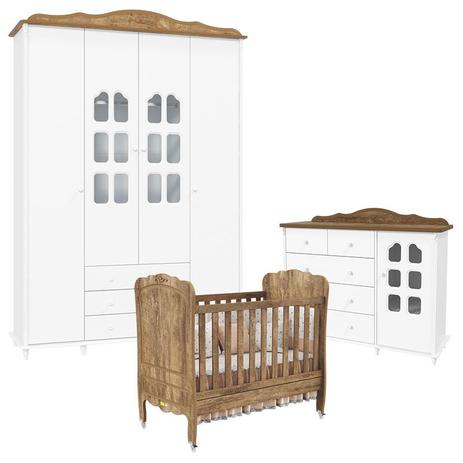 Quarto de Bebê Provence 4 Portas Branco Acetinado Teka Touch Matic - Matic moveis Menor preço em Quarto de Bebê Provence 4 Portas Branco Acetinado Teka Touch Matic - Matic moveis