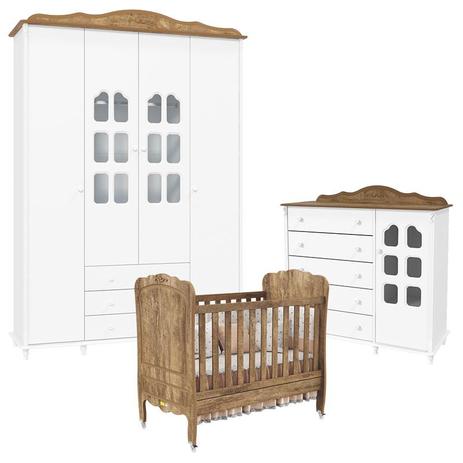Quarto de Bebê Provence Slim 4 Portas Branco Acetinado Teka Touch Matic - Matic moveis Menor preço em Quarto de Bebê Provence Slim 4 Portas Branco Acetinado Teka Touch Matic - Matic moveis