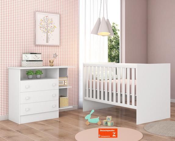 Quarto de Bebê QMOVI Doce Sonho 2 Peças Berço Mini Cama Americano e Cômoda Branco é ruim? Quarto de Bebê QMOVI Doce Sonho 2 Peças Berço Mini Cama Americano e Cômoda Branco é boa?