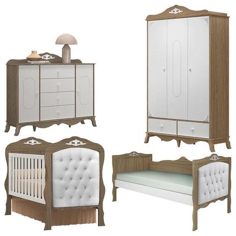 Quarto de Bebê Realeza 3 Portas Cômoda 2 Portas Cama Babá Branco Acetinado Wengue com Capitonê Canaã - Canaa baby Menor preço em Quarto de Bebê Realeza 3 Portas Cômoda 2 Portas Cama Babá Branco Acetinado Wengue com Capitonê Canaã - Canaa baby