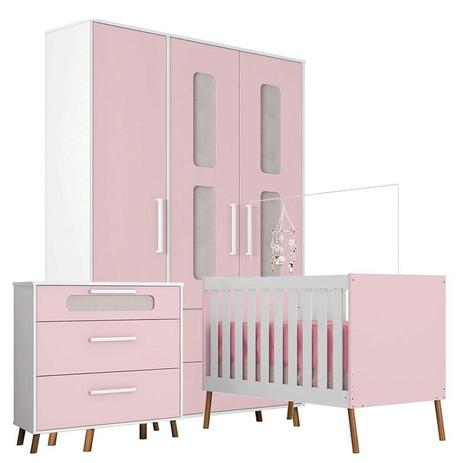 Quarto de Bebê Retrô Bibi 3 Portas Branco Acetinado Rosa - Móveis Estrela - Moveis estrela é boa?