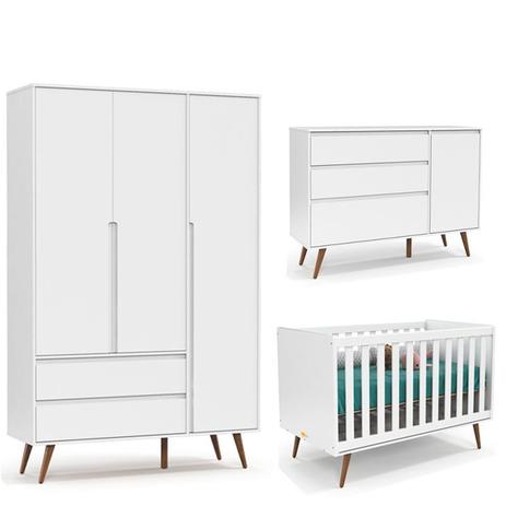Quarto de Bebê Retrô Clean 3 Portas Branco Soft/Eco Wood - Matic - Matic moveis é boa?