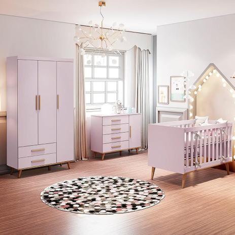 Quarto de Bebê Retrô Guarda Roupa 3P Ludmila Cômoda Ludmila Berço 3 em 1 Ludmila Rosa Carolina Baby Menor preço em Quarto de Bebê Retrô Guarda Roupa 3P Ludmila Cômoda Ludmila Berço 3 em 1 Ludmila Rosa Carolina Baby