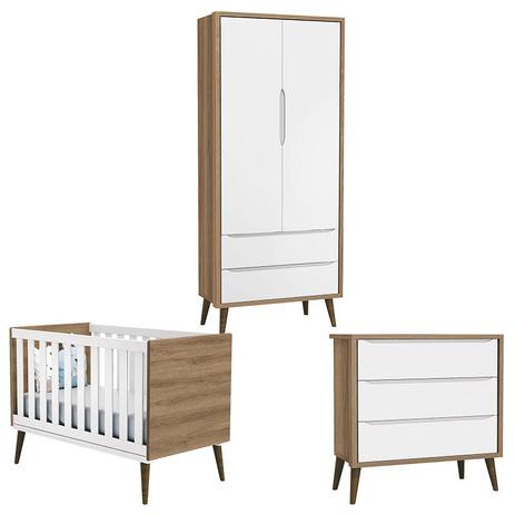 Quarto de Bebê Theo 2 Portas Branco Acetinado Mezzo Castani com Pés Amadeirados - Reller Menor preço em Quarto de Bebê Theo 2 Portas Branco Acetinado Mezzo Castani com Pés Amadeirados - Reller