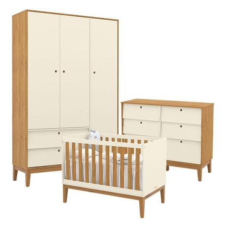 Quarto de Bebe Unique 4 Portas com Cômoda 6 Gavetas Off White Freijó Eco Wood - Matic - Matic Moveis Menor preço em Quarto de Bebe Unique 4 Portas com Cômoda 6 Gavetas Off White Freijó Eco Wood - Matic - Matic Moveis