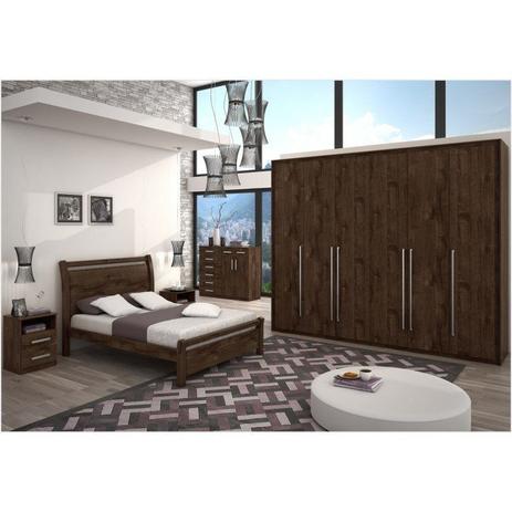 Quarto de Casal 05 Peças Reali Imbuia Soft - Móveis LP Menor preço em Quarto de Casal 05 Peças Reali Imbuia Soft - Móveis LP