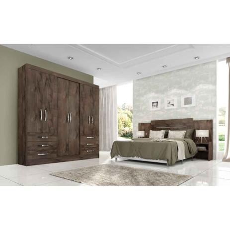 Quarto de Casal Decorado com Guarda Roupa 6 Portas Havai e Cabeceira Milla Panan Café - Panan moveis Menor preço em Quarto de Casal Decorado com Guarda Roupa 6 Portas Havai e Cabeceira Milla Panan Café - Panan moveis
