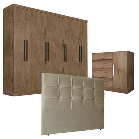 Quarto de Casal Guarda Roupa 1684 e Cômoda Exellence 8000 Demolição com Cabeceira Luiza 140 cm Taupe  Araplac é boa?