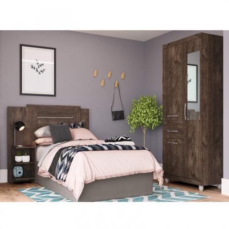 Quarto de Solteiro Completo MadeiraMadeira com Cabeceira e Guarda Roupa 378157 Marrom - Acp móveis Menor preço em Quarto de Solteiro Completo MadeiraMadeira com Cabeceira e Guarda Roupa 378157 Marrom - Acp móveis