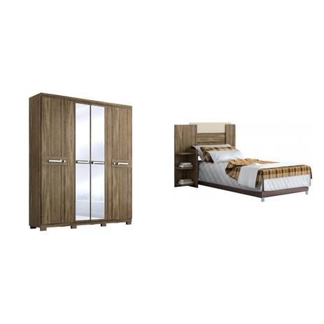 Quarto de Solteiro Completo MadeiraMadeira com Cabeceira e Guarda Roupa 378170 Marrom - Acp móveis Menor preço em Quarto de Solteiro Completo MadeiraMadeira com Cabeceira e Guarda Roupa 378170 Marrom - Acp móveis