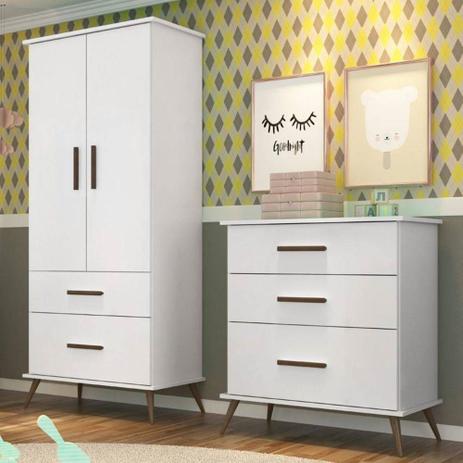 Quarto Gabi Com Roupeiro 2 Portas E Cômoda 3 Gavetas Branco - Phoenix Baby Menor preço em Quarto Gabi Com Roupeiro 2 Portas E Cômoda 3 Gavetas Branco - Phoenix Baby