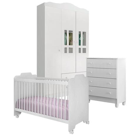 Quarto Infantil Ariel 3 Cômoda 4 Gav e Berço Ternura Branco - Carolina Móveis/Peternella Móveis Menor preço em Quarto Infantil Ariel 3 Cômoda 4 Gav e Berço Ternura Branco - Carolina Móveis/Peternella Móveis
