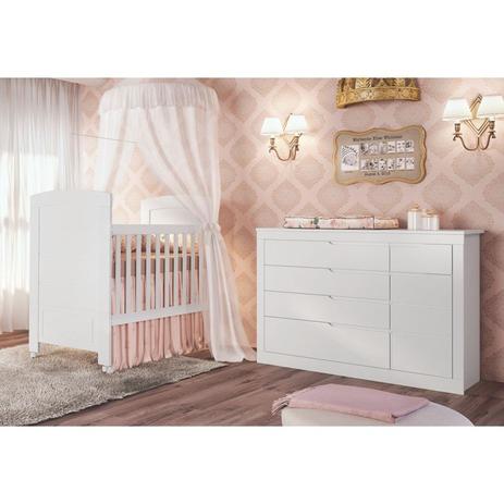 Quarto Infantil Berço e Cômoda Cléo Branco - Carolina Baby Menor preço em Quarto Infantil Berço e Cômoda Cléo Branco - Carolina Baby