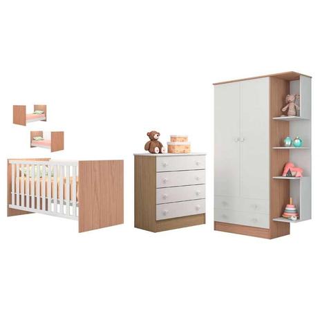 Quarto Infantil Berço Mini Cama Americano Branco / Carvalho - Qmovi é boa?