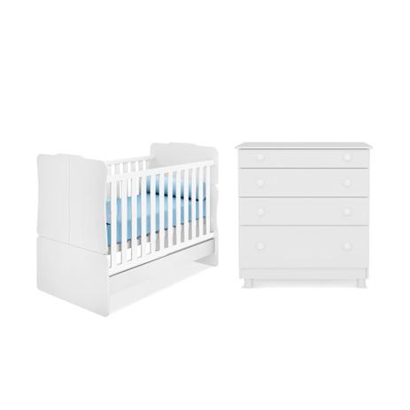 Quarto Infantil Berço Mini Cama e Cômoda 4 Gavetas Amore Branco - Qmovi é boa?