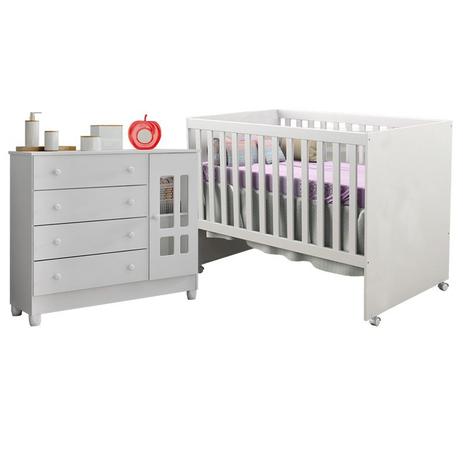 Quarto Infantil com Cômoda Ariel e Berço Mini Cama Gabi Branco Brilho - Carolina Móveis - Carolina moveis é boa?