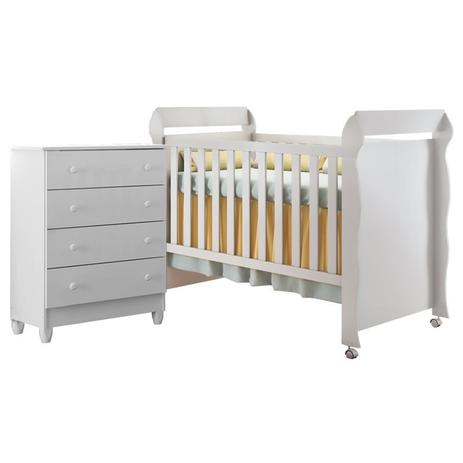 Quarto Infantil com Cômoda Ariel Gav e Berço Mini Cama Mirelle Branco Brilho - Carolina Móveis - Carolina moveis Menor preço em Quarto Infantil com Cômoda Ariel Gav e Berço Mini Cama Mirelle Branco Brilho - Carolina Móveis - Carolina moveis