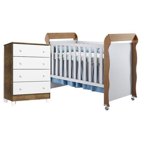 Quarto Infantil com Cômoda Ariel Gav e Berço Mini Cama Mirelle Branco Fosco/Amad - Carolina Móveis - Carolina moveis é boa?