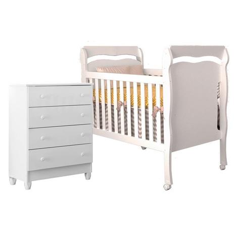 Quarto Infantil com Cômoda Ariel Gav e Berço Mini Cama Nanda Branco Brilho - Carolina Móveis - Carolina moveis Menor preço em Quarto Infantil com Cômoda Ariel Gav e Berço Mini Cama Nanda Branco Brilho - Carolina Móveis - Carolina moveis