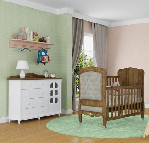 Quarto infantil com cômoda e berço provence com capitone teka touch - Matic Menor preço em Quarto infantil com cômoda e berço provence com capitone teka touch - Matic