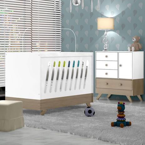 Quarto Infantil com Cômoda e Berço Retrô Duda Branco Acetinado/ Wengue - Moveis Canaã - Móveis canaã Menor preço em Quarto Infantil com Cômoda e Berço Retrô Duda Branco Acetinado/ Wengue - Moveis Canaã - Móveis canaã