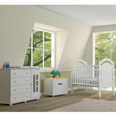 Quarto Infantil com Cômoda Lívia, Berço Mini Cama Carisma e Baú Infantil - Moveis Canaã Menor preço em Quarto Infantil com Cômoda Lívia, Berço Mini Cama Carisma e Baú Infantil - Moveis Canaã