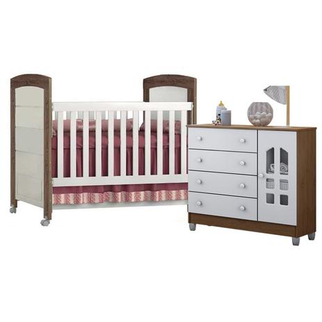 Quarto Infantil com Cômoda Selena e Berço Mini Cama Cléo Branco Fosco/Amadeirado - Carolina Móveis - Carolina moveis Menor preço em Quarto Infantil com Cômoda Selena e Berço Mini Cama Cléo Branco Fosco/Amadeirado - Carolina Móveis - Carolina moveis
