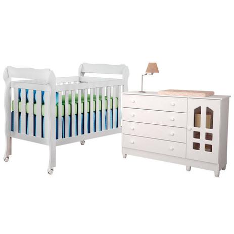 Quarto Infantil com Cômoda Selena Gran e Berço Mini Cama Lila Branco Brilho - Carolina Móveis - Carolina moveis Menor preço em Quarto Infantil com Cômoda Selena Gran e Berço Mini Cama Lila Branco Brilho - Carolina Móveis - Carolina moveis