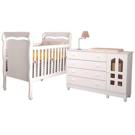 Quarto Infantil com Cômoda Selena Gran e Berço Mini Cama Nanda Branco Brilho - Carolina Móveis - Carolina moveis é boa?