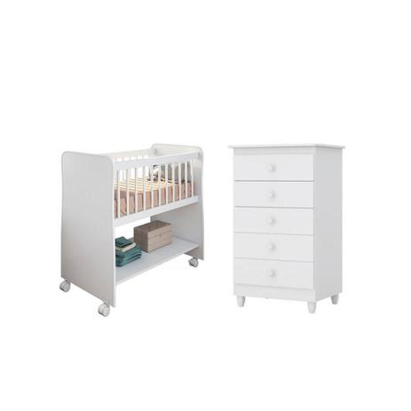 Quarto Infantil com Cômoda Vitória e Berço Rubi Branco - Peternella Menor preço em Quarto Infantil com Cômoda Vitória e Berço Rubi Branco - Peternella
